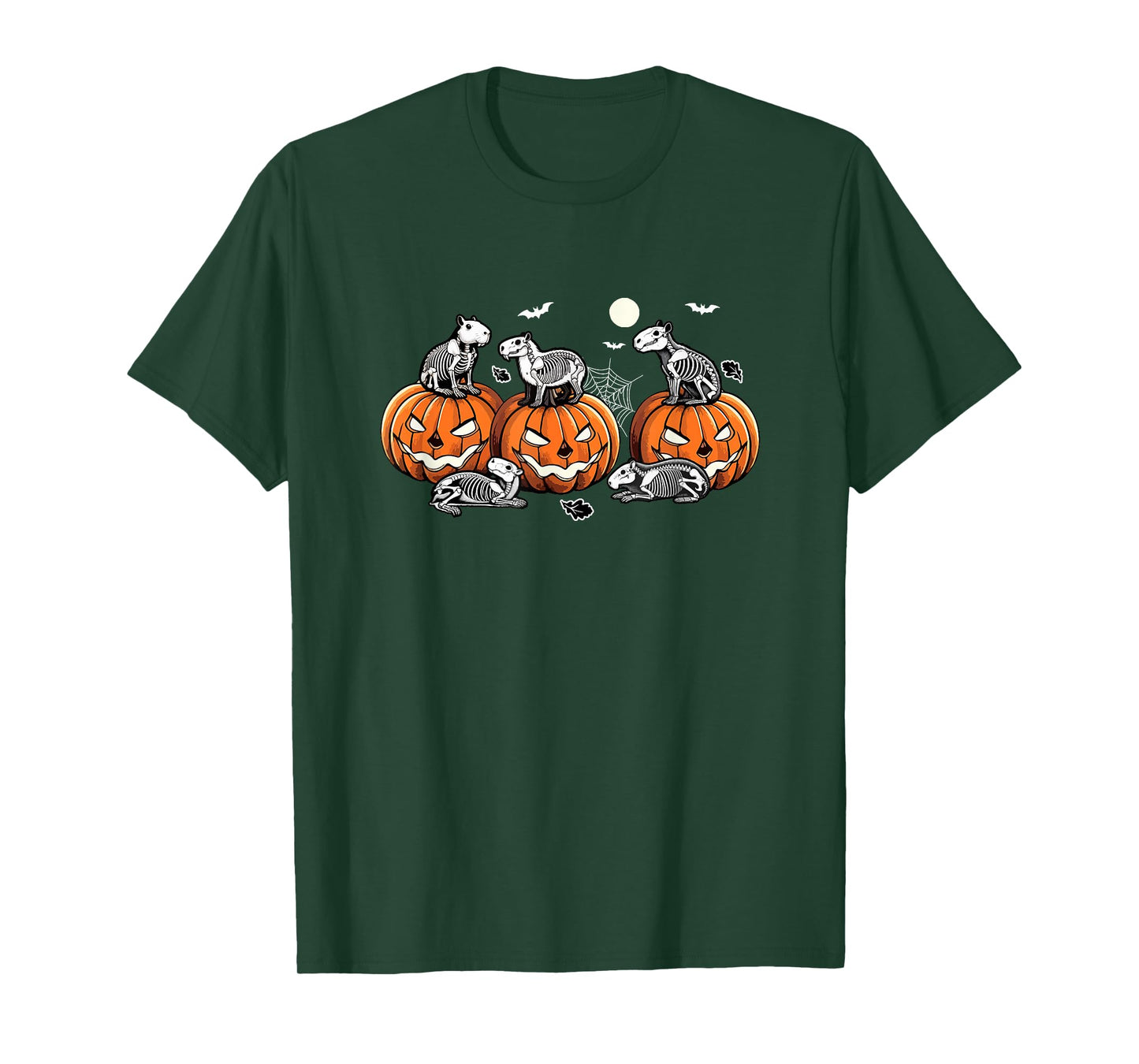 Group Skeleton Capybaras On Carved Pumpkins Halloween Farmer T-Shirt