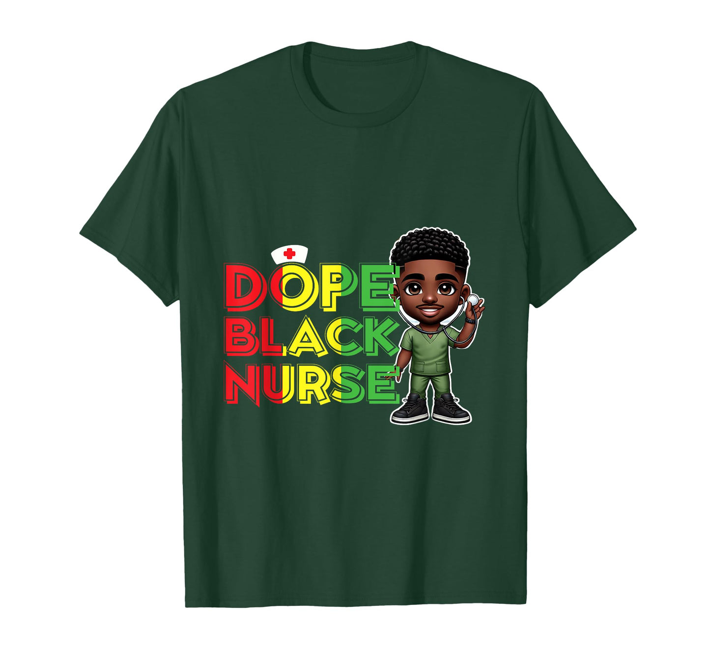Fun Dope Black Nurse Juneteenth Design for Male Nurses Pride T-Shirt