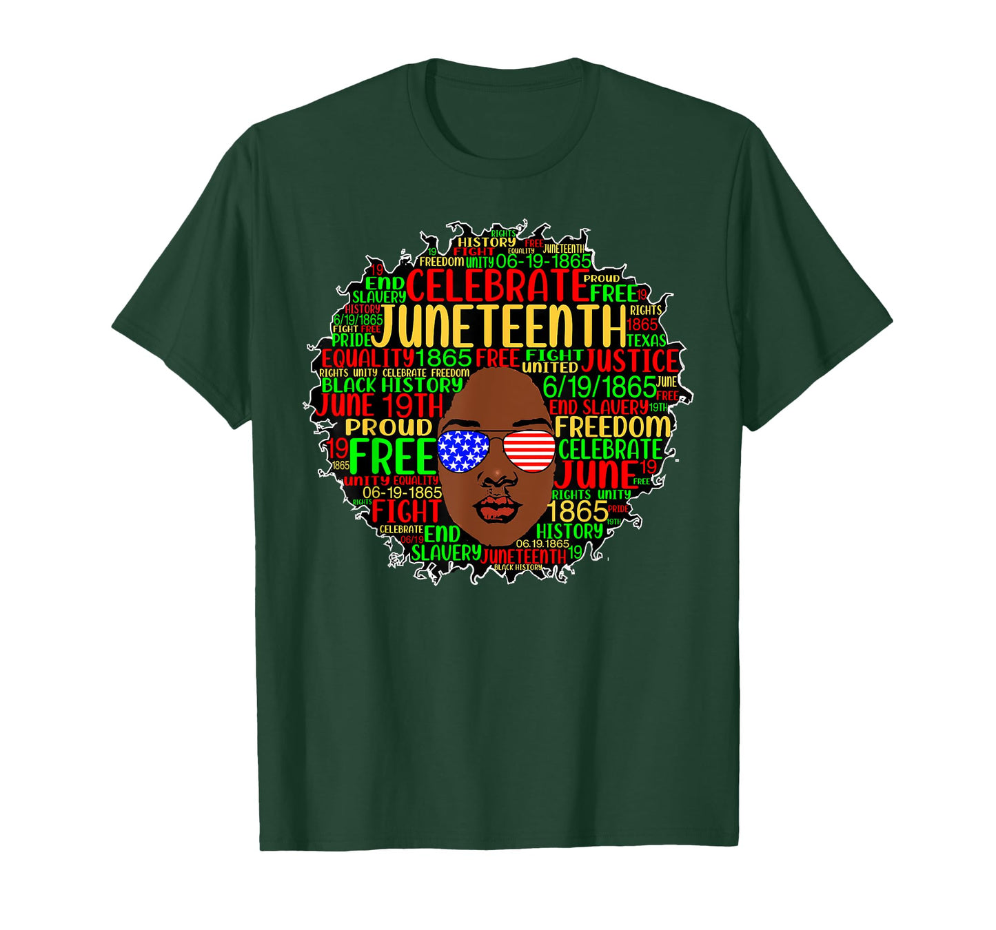 Afro Word Art Juneteenth History Natural Hair Sunglasses T-Shirt