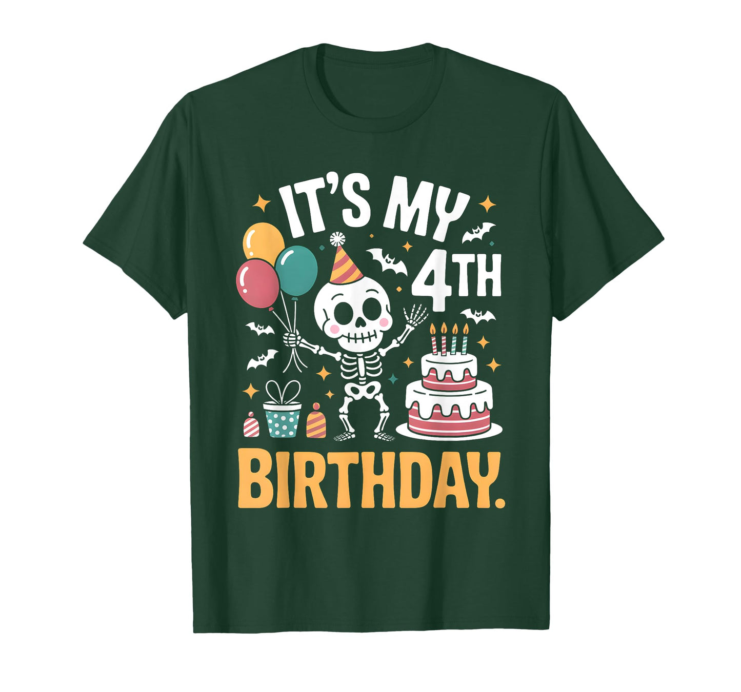 It’s My 4th Birthday Spooky Skeleton Halloween Costume Kids T-Shirt