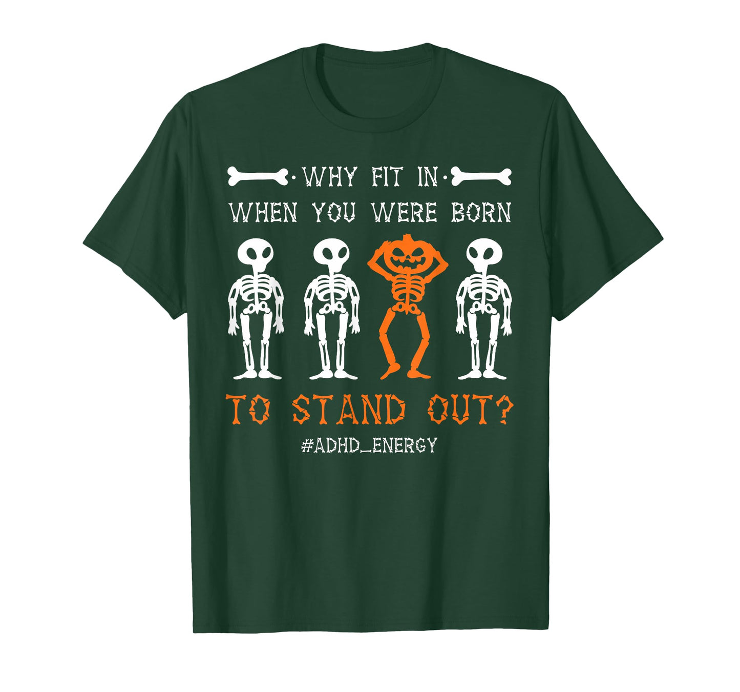 Spooky Skeleton Halloween Pumpkin Face Funny ADHD Kids Girls T-Shirt
