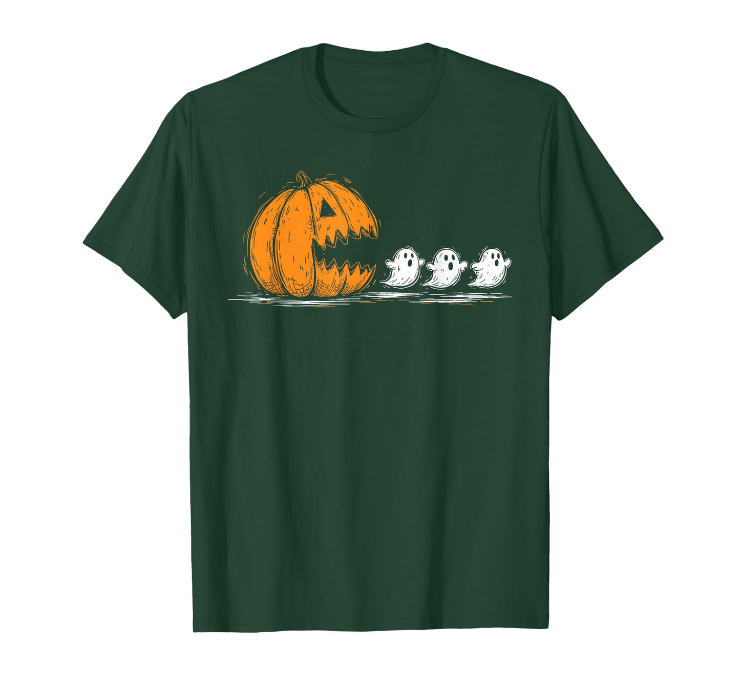 Pumpkin Chasing Ghosts Funny Spooky Halloween Costume T-Shirt