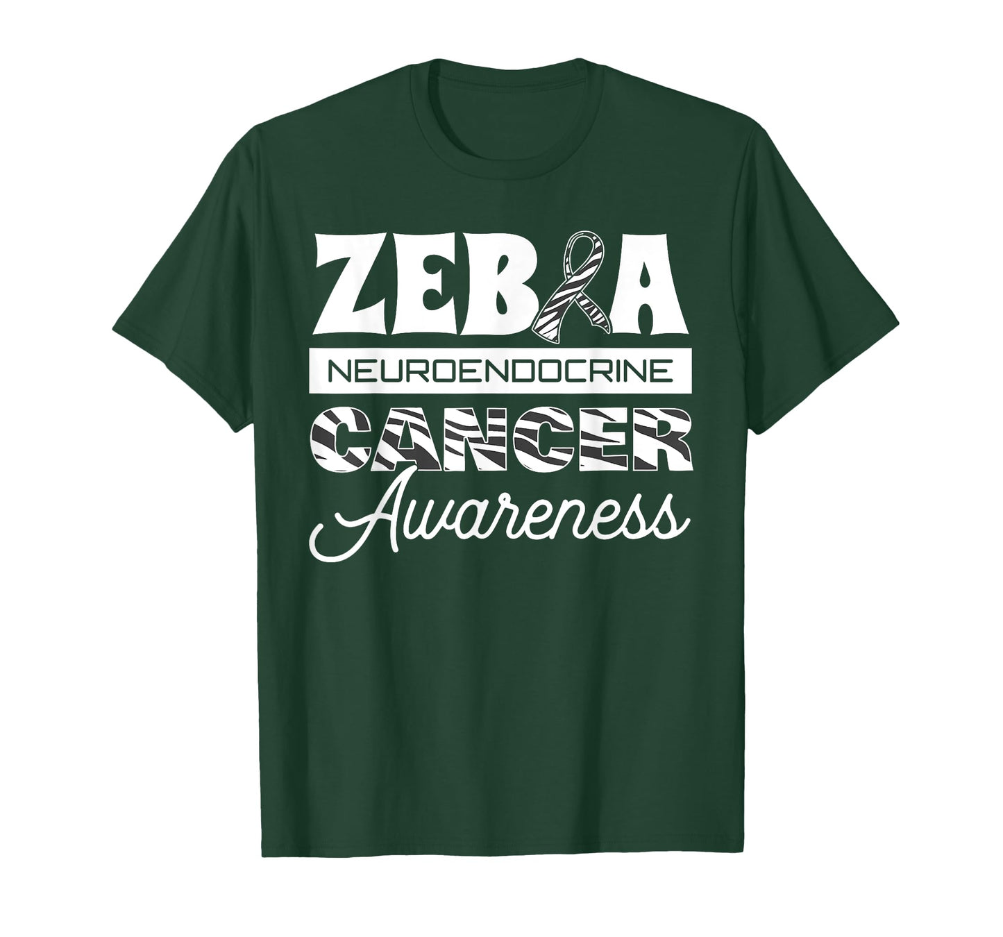 Zebra Neuroendocrine Cancer Awareness Ribbon Carcinoma Tumor T-Shirt