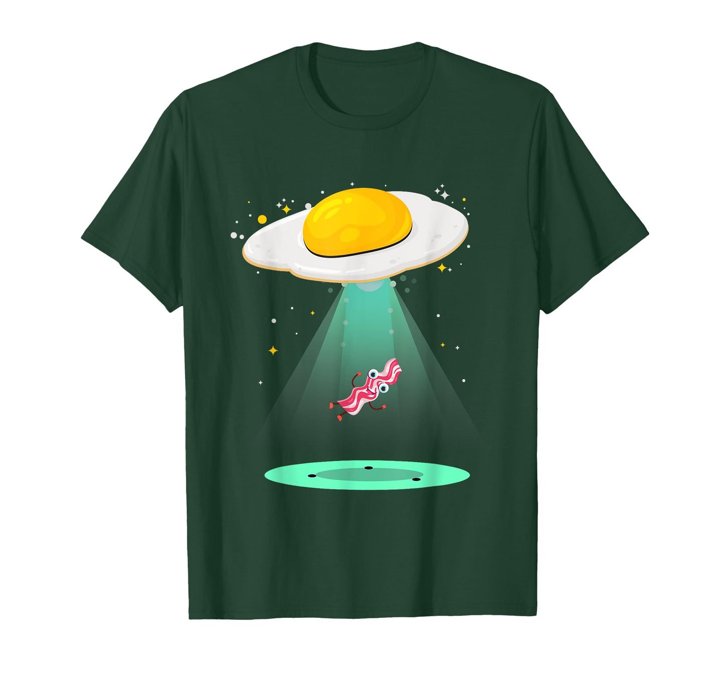 Funny Sunnyside Up Egg UFO Abduction Breakfast Bacon Lover T-Shirt