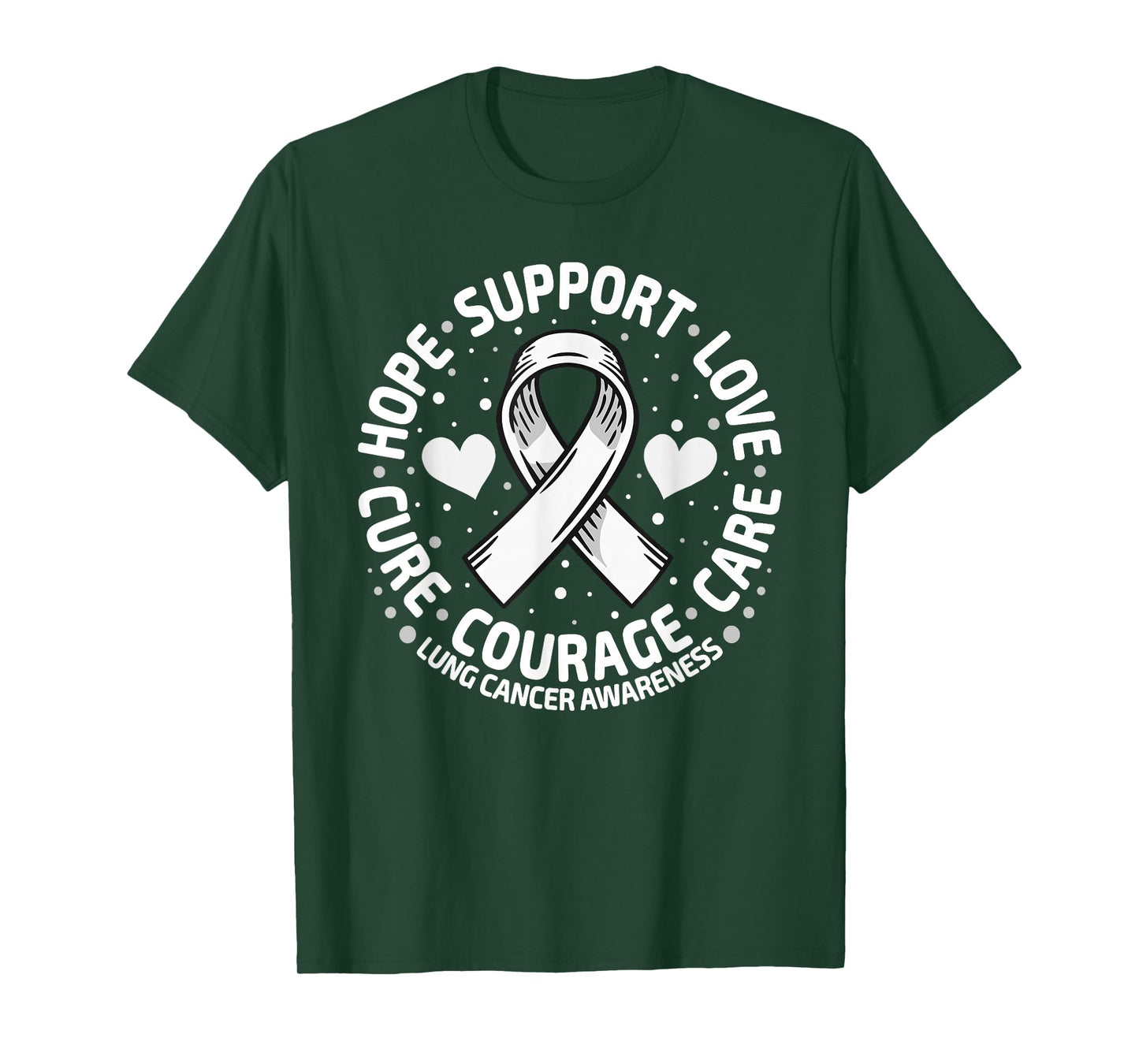 Lung Cancer Tee Family Support White Lung Cancer Awareness T-Shirt