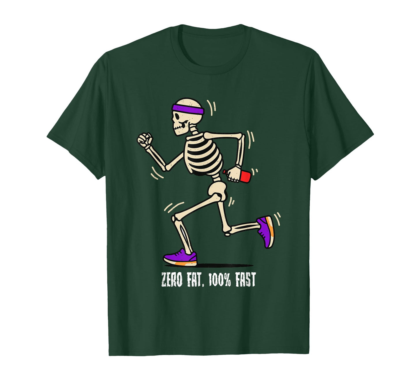 Zero Fat 100 Percent Fast Halloween Skeleton Runner Running T-Shirt