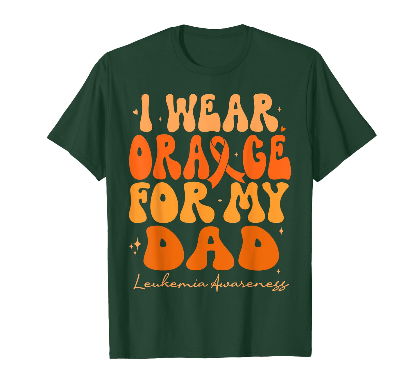I Wear Orange For My Dad Leukemia Awareness Retro Groovy T-Shirt