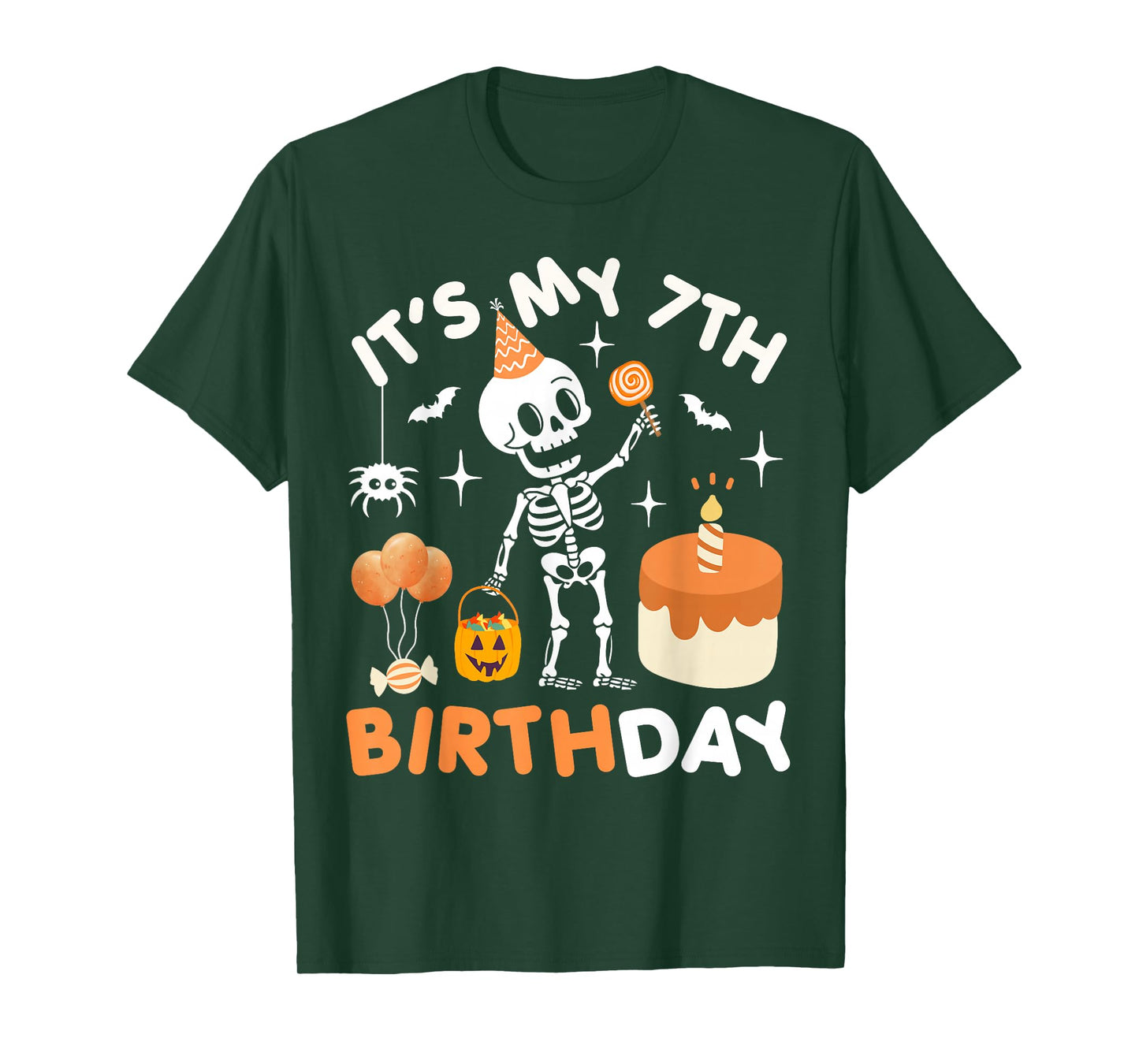 It's My 7th Birthday-Funny Halloween Skeleton 7th Bday Boys T-Shirt