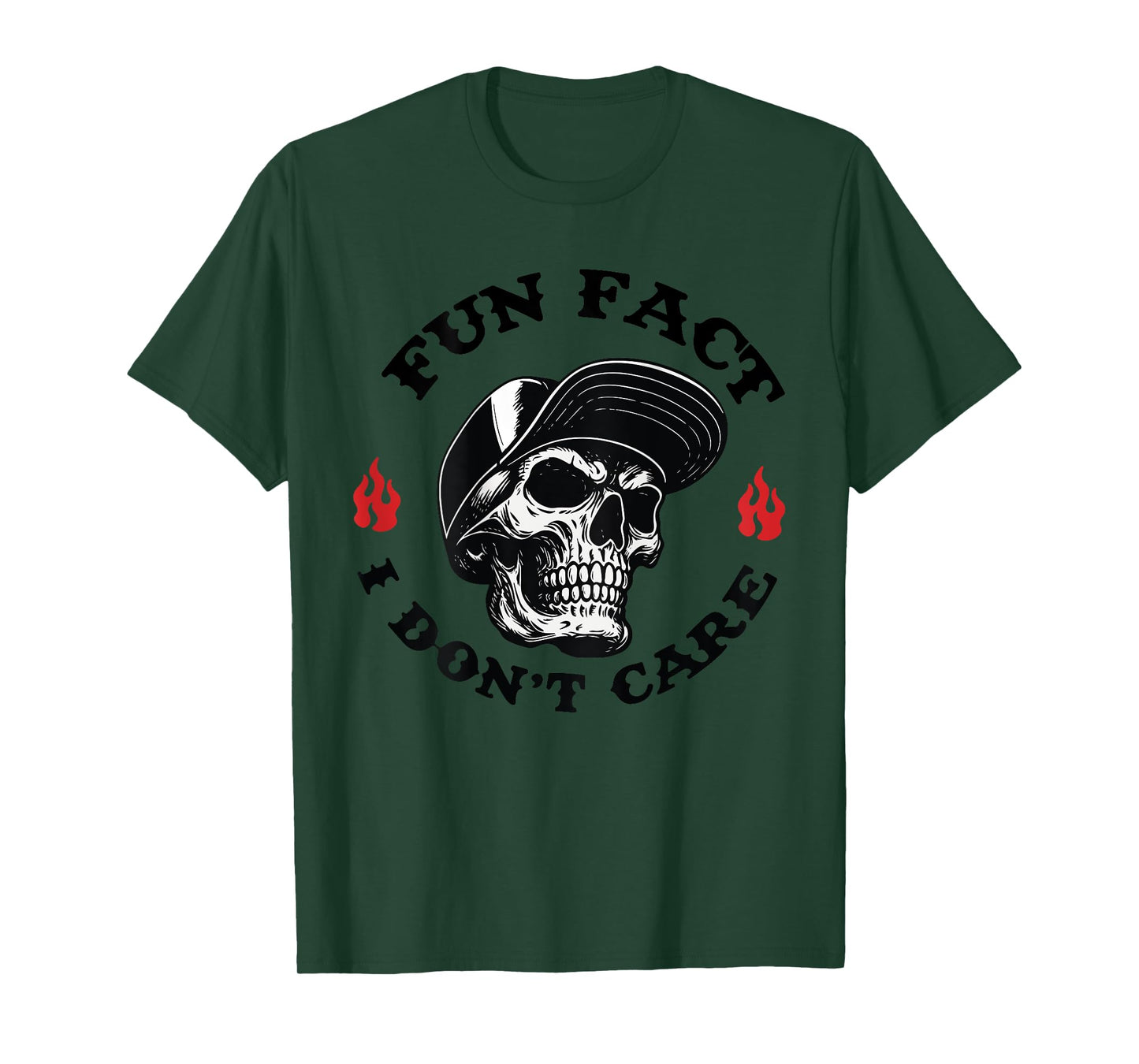 Fun Fact I Don't Care Skull (ON Back) T-Shirt