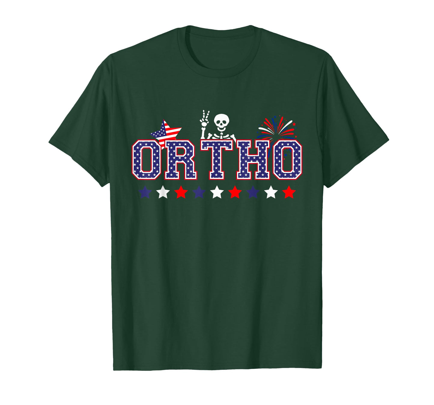 Retro Ortho Nurse Skeleton Orthopedics Patriotic 4th Of July T-Shirt
