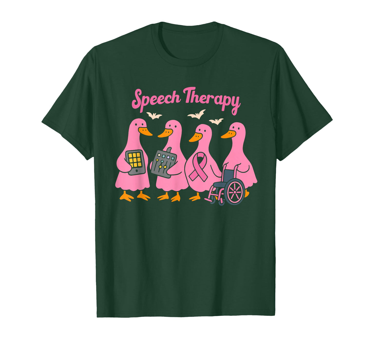 Pink Goose Ribbon Speech Language Pathologist Therapy T-Shirt