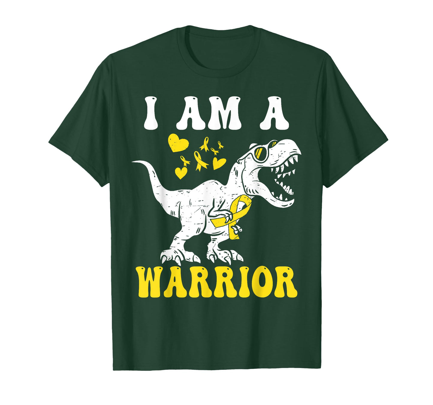 I Am A Warrior Childhood Cancer Awareness Gold Ribbon T-Shirt