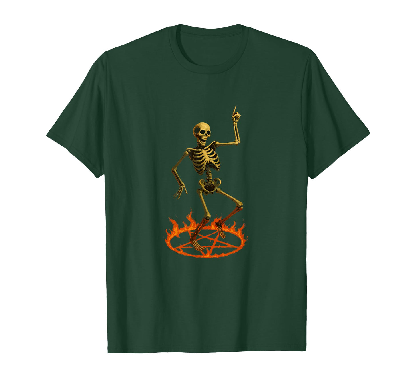 Funny Skeleton Dancing Sigil of Baphomet Halloween Costume T-Shirt