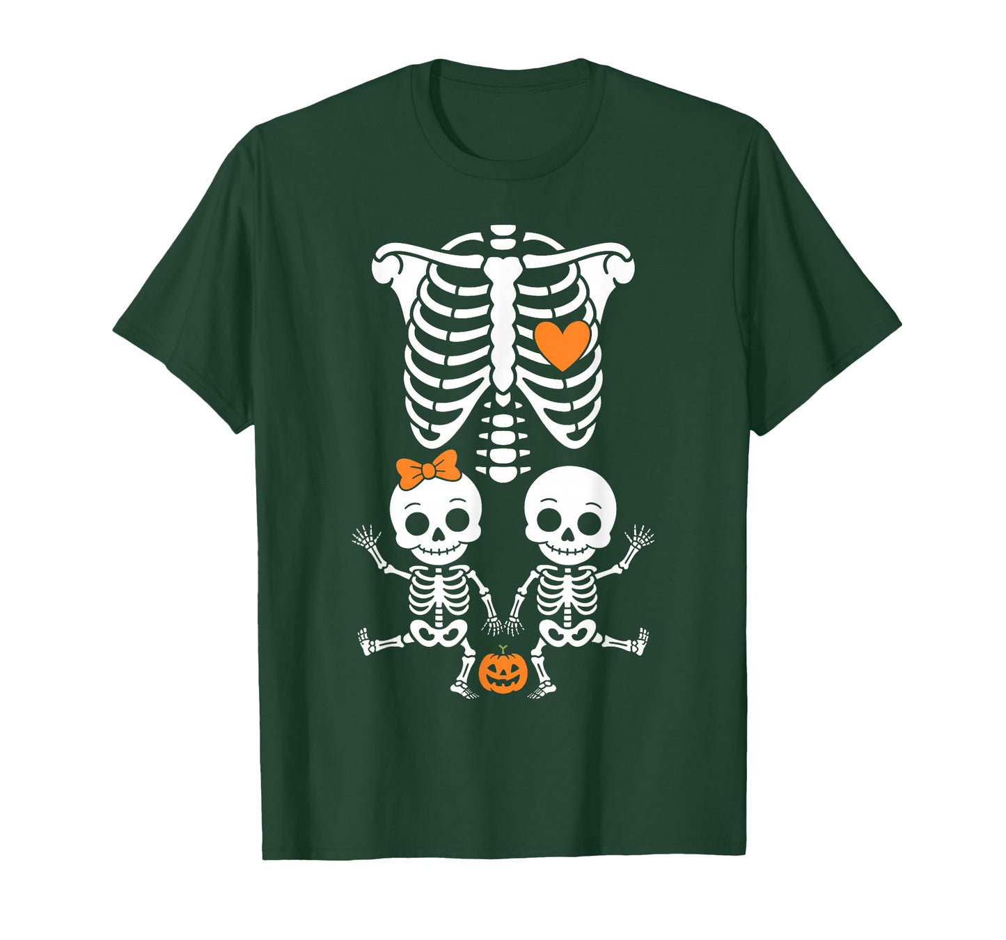 Baby Shower Skeleton Halloween Pregnancy Annoucement Twins T-Shirt