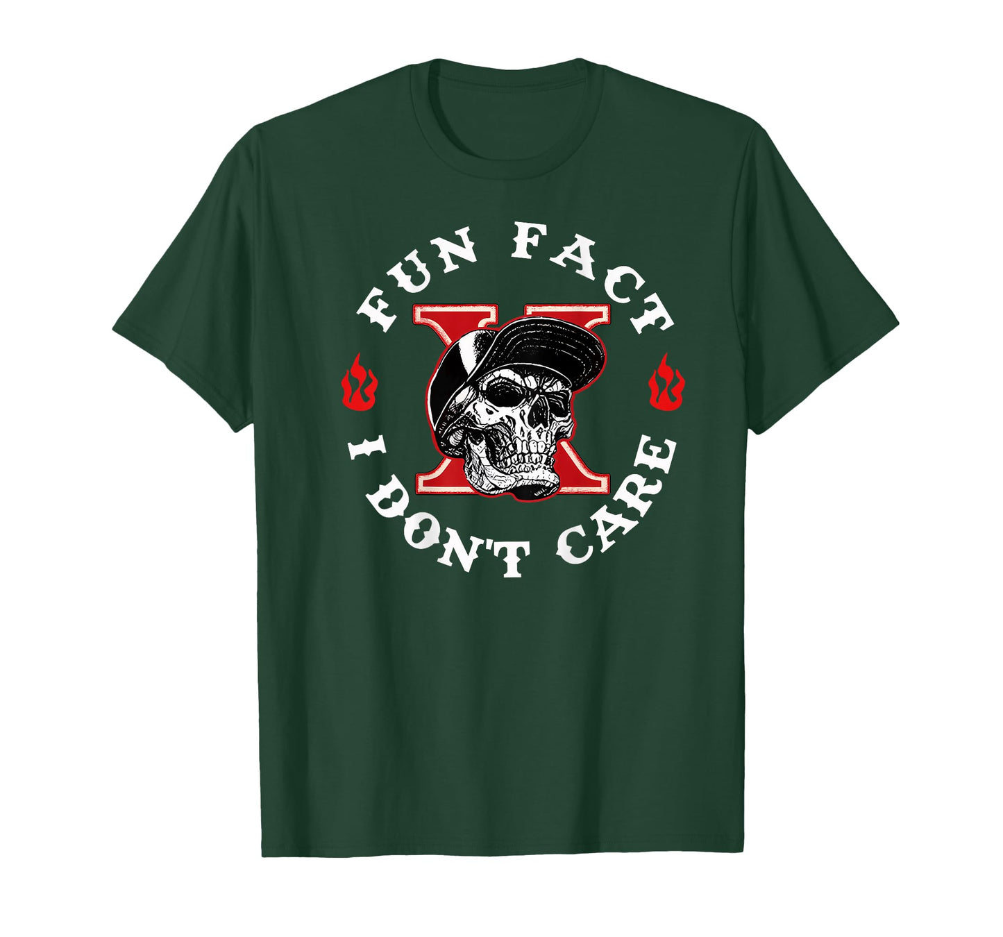 Fun Fact I Don't Care Funny Skeleton Sarcastic (ON Back) T-Shirt