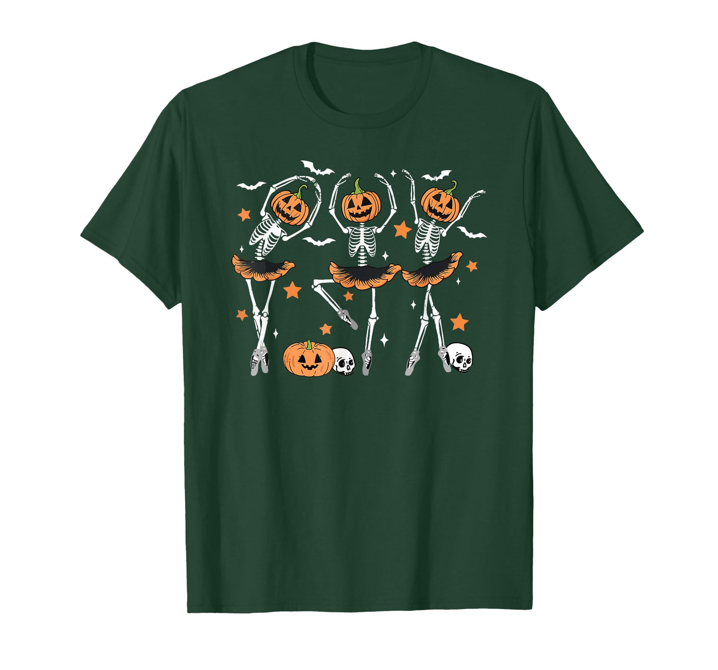 Halloween Ballet Pumpkin Skeleton Scary Ballerina Men Women T-Shirt