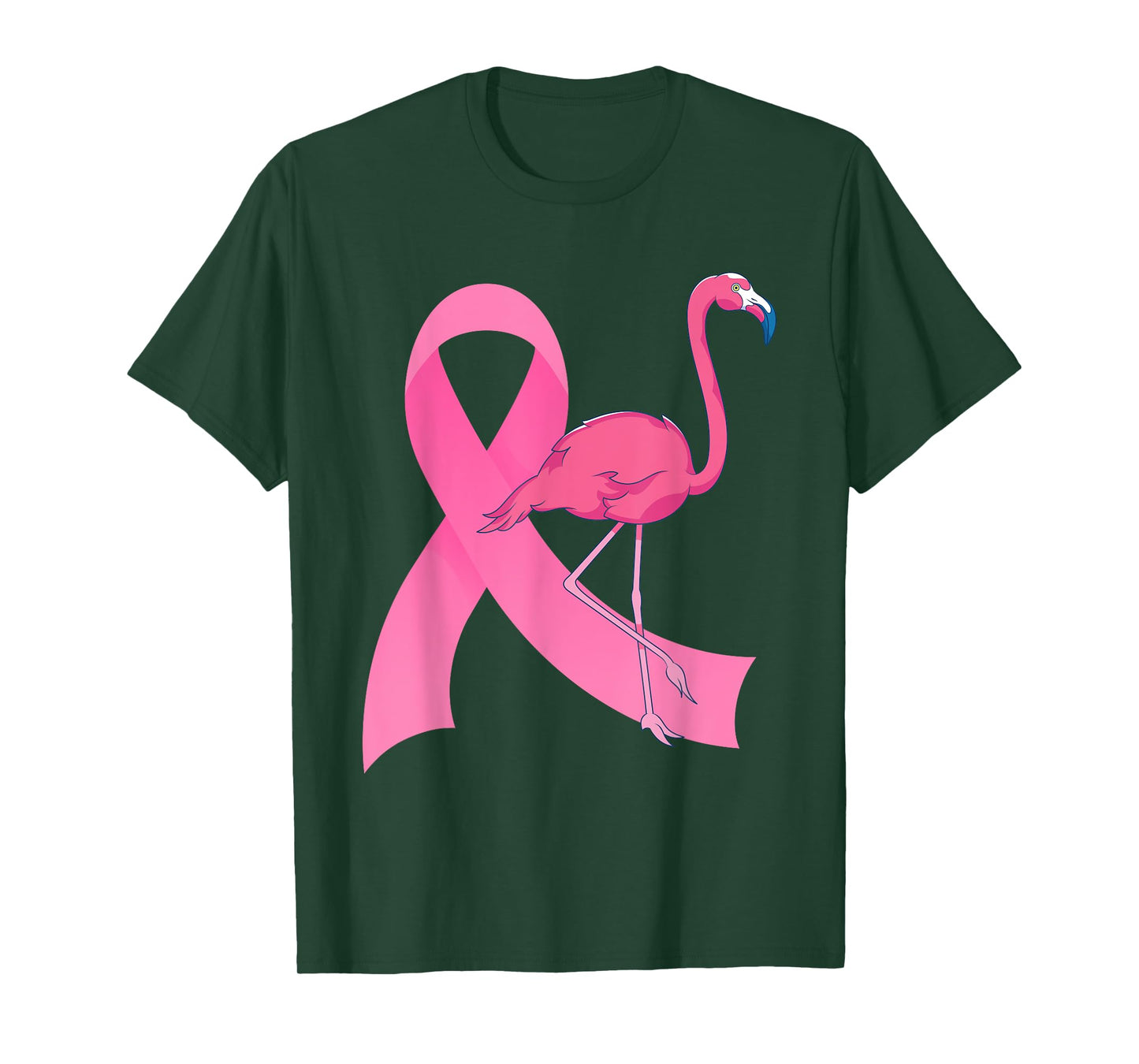 Exotic Animal Flamingo Pink Ribbon Breast Cancer Awareness T-Shirt