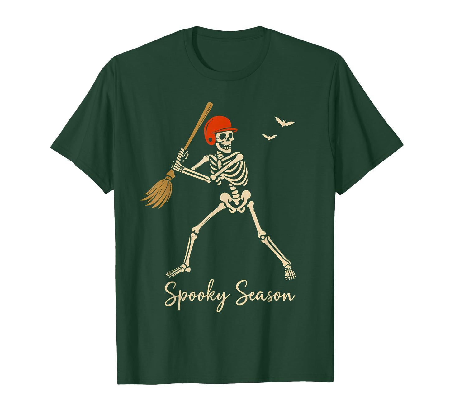 Skeleton Batter with Witch Broom Costume Vibes Basebal T-Shirt