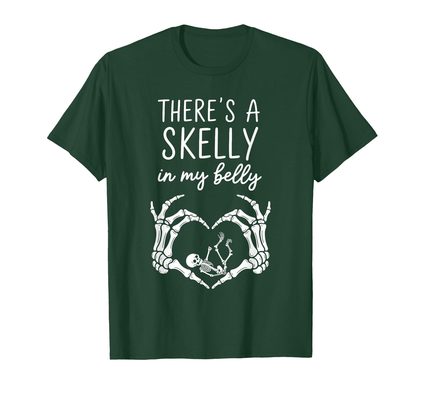 Funny Skeleton There's Skelly in My Belly Pregnant Halloween T-Shirt