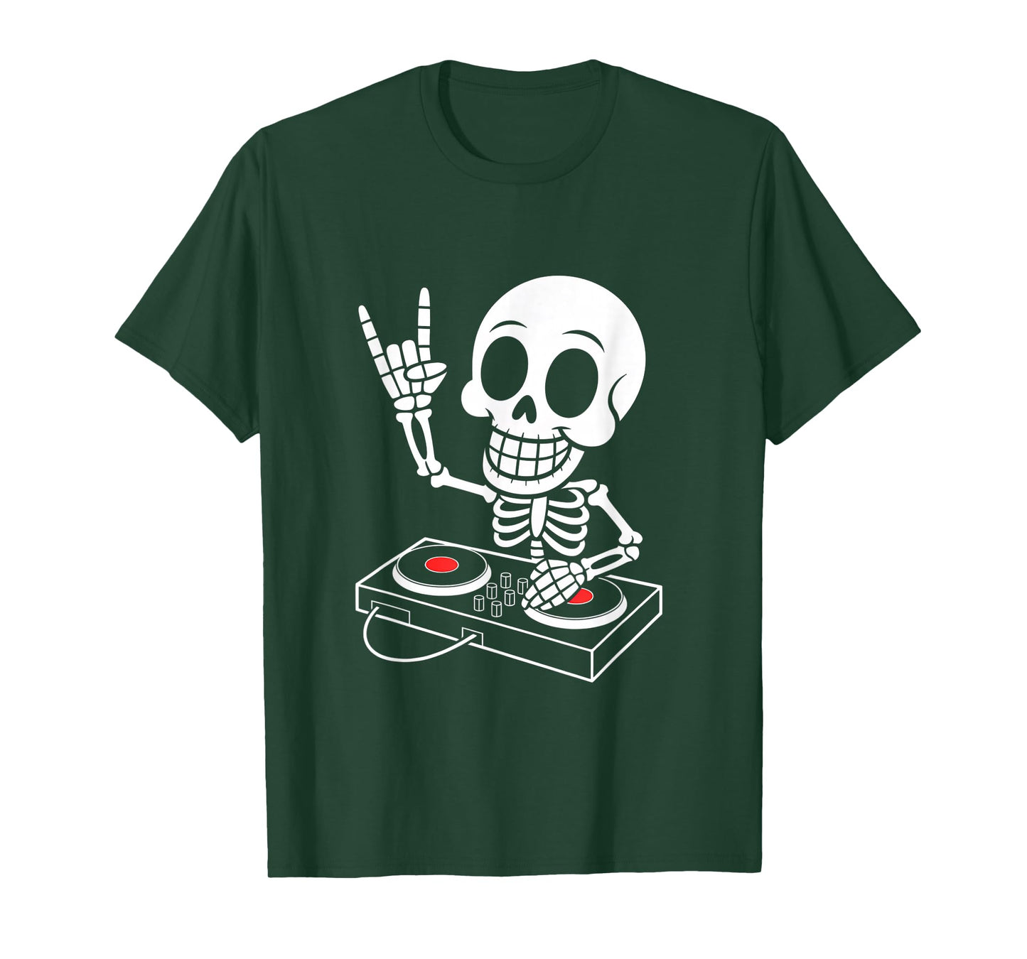 Skeleton DJ on Turntables EDM Synthesizer Rave Music Ghost T-Shirt