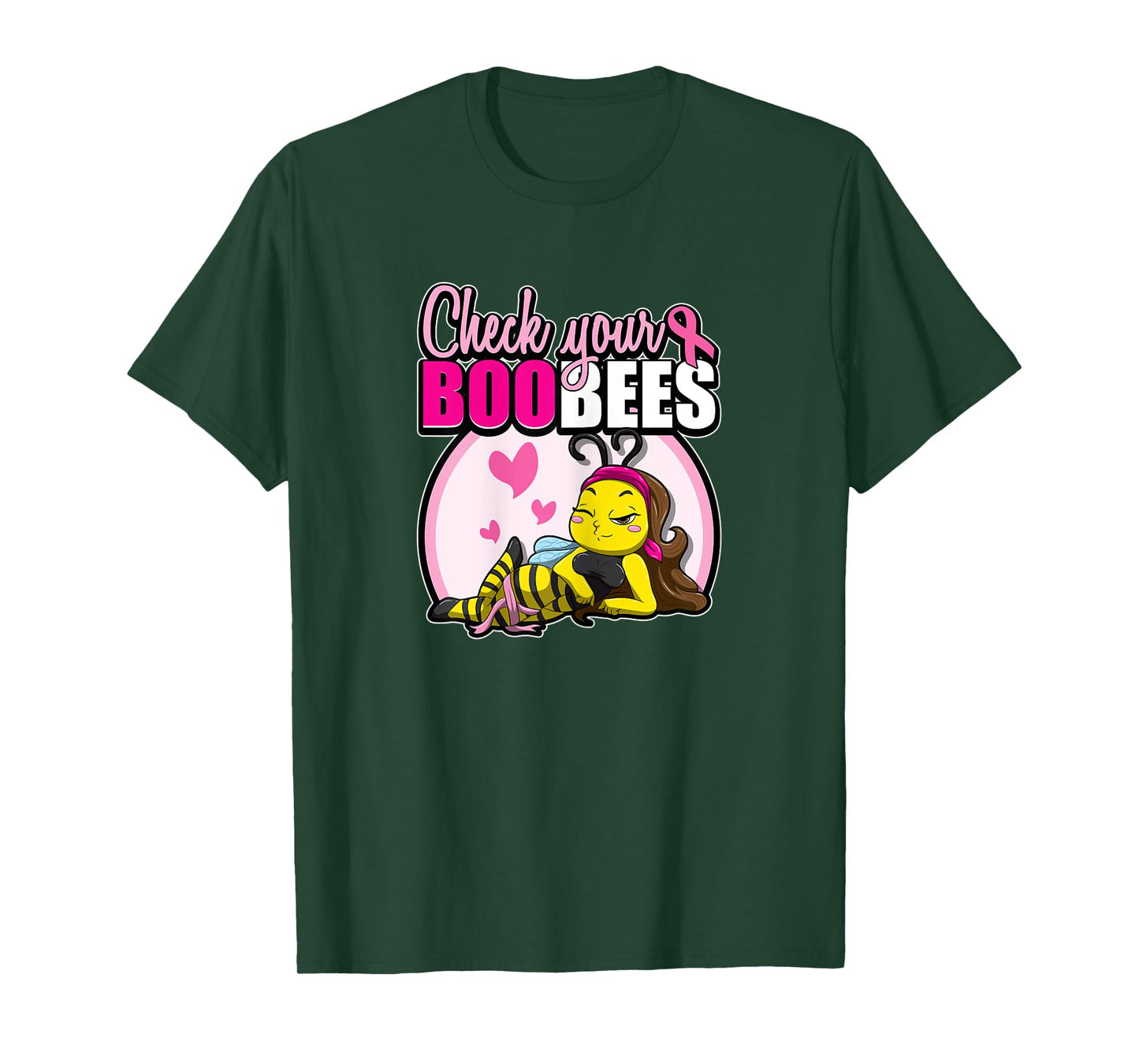 Womens Breast Cancer Awareness Bee Pink Ribbon Check Your Boobees T-Shirt