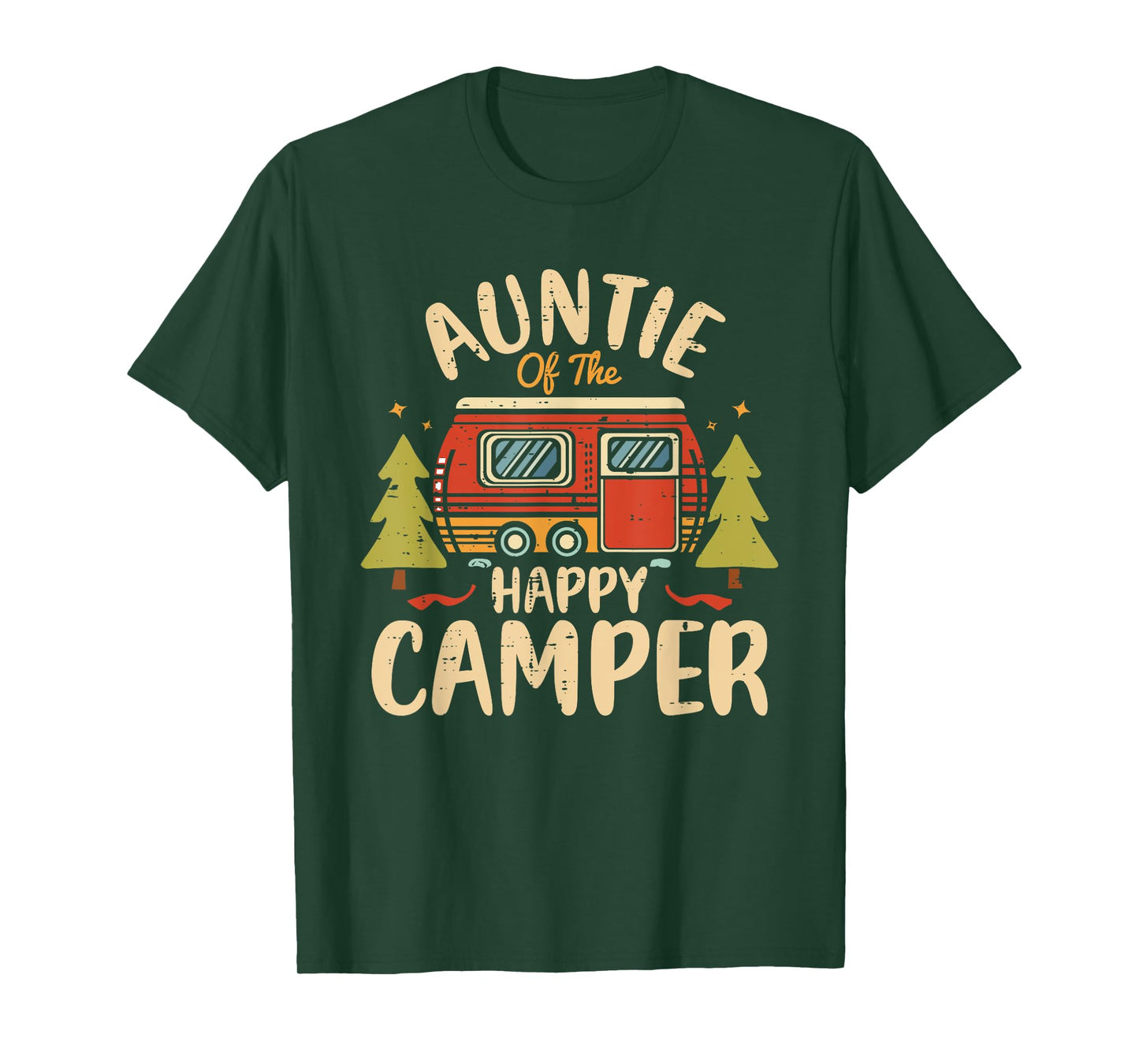 Auntie of Happy Camper 1st Birthday Party Retro Auntie T-Shirt