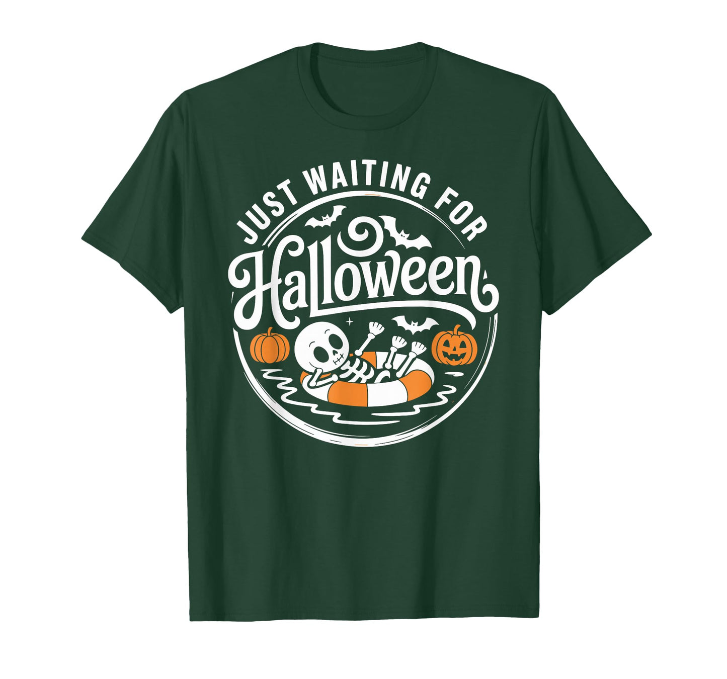 Just Waiting for Halloween Skeleton Pumpkin Cute T-Shirt