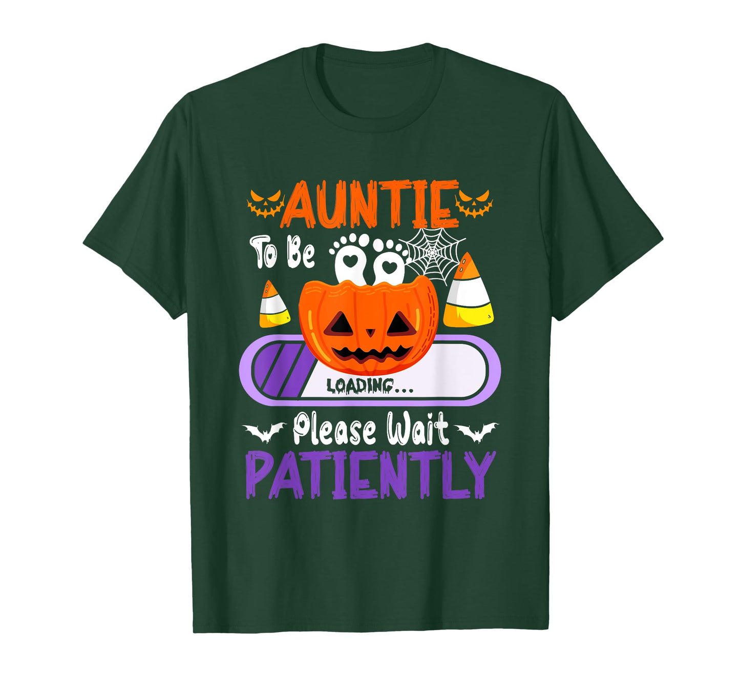 Auntie to Be Loading Halloween Pumpkin Expecting New Baby T-Shirt