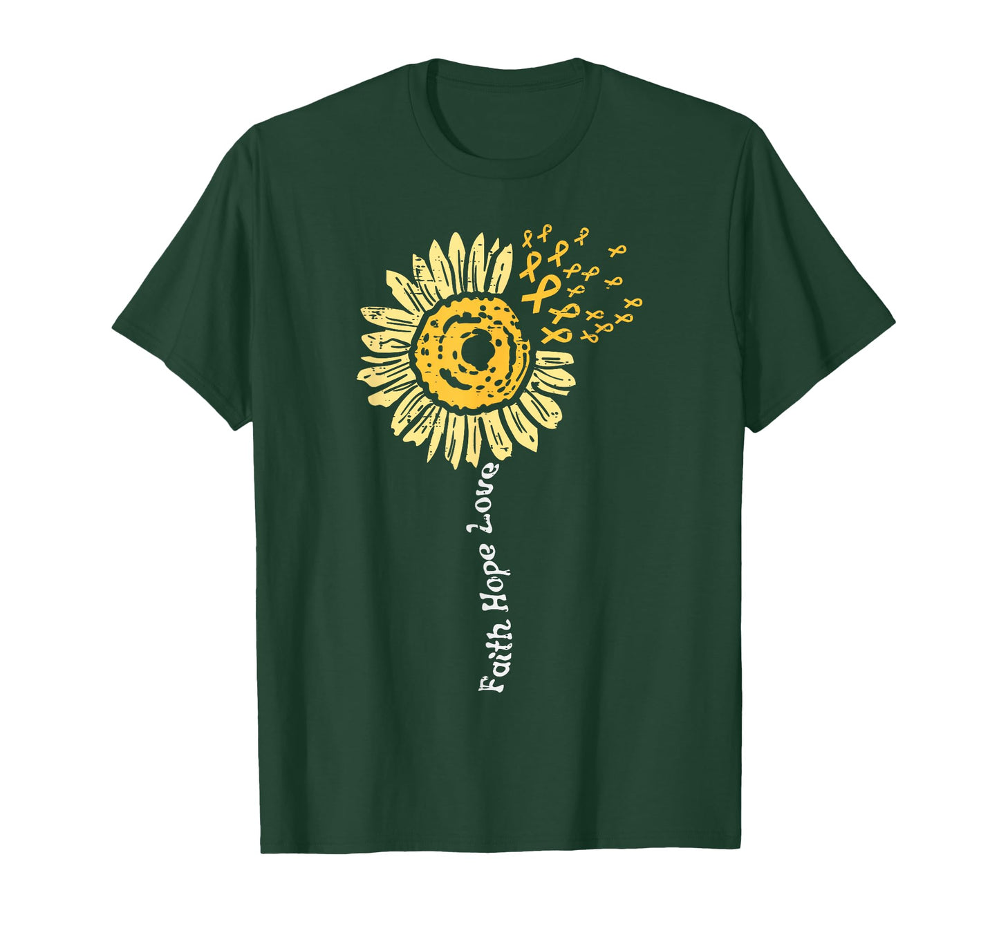 Sunflower Childhood Cancer Ribbon Faith Hope Love Awareness T-Shirt