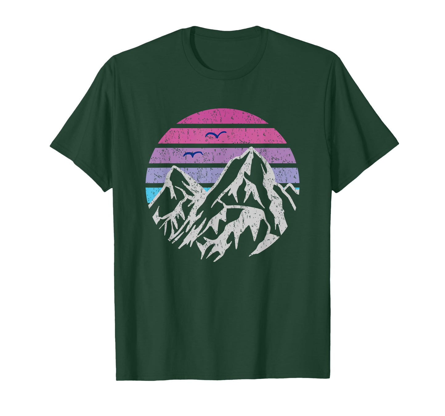 Mountains Retro Sunset Vintage Graphic Hiking Camping T-Shirt