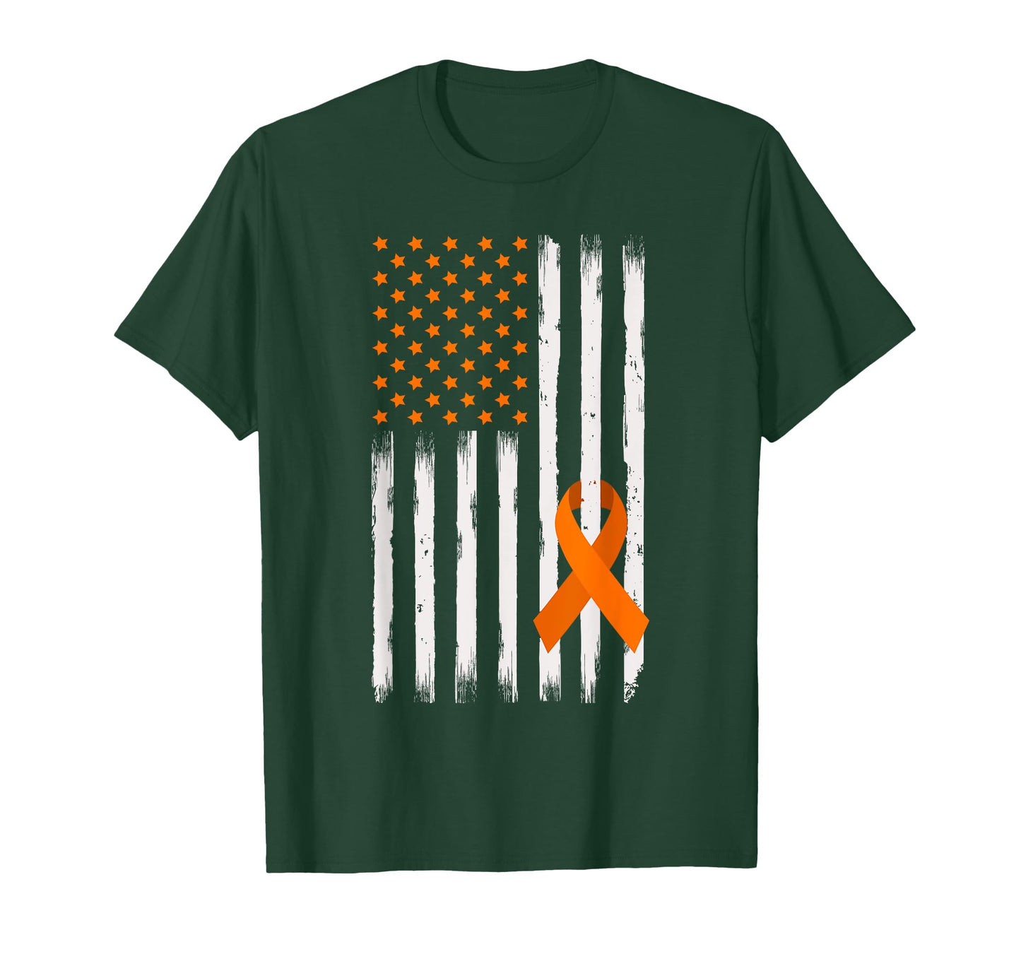 American Flag Orange Ribbon Kidney Cancer Awareness Warrior T-Shirt