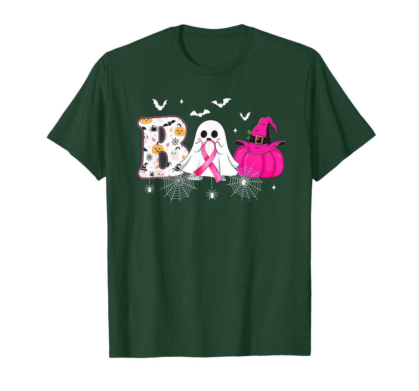 Boo Halloween Pumpkin Pink Ribbon Witch Breast Cancer T-Shirt