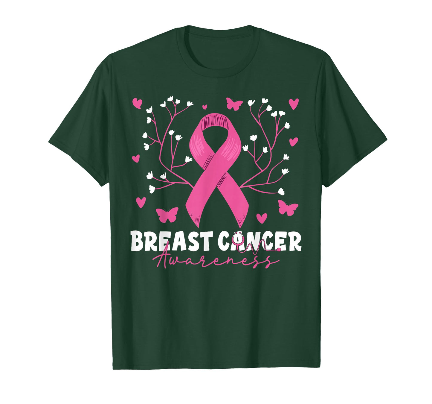Breast Cancer Awareness Pink Stethoscope Nurse Medical Women T-Shirt