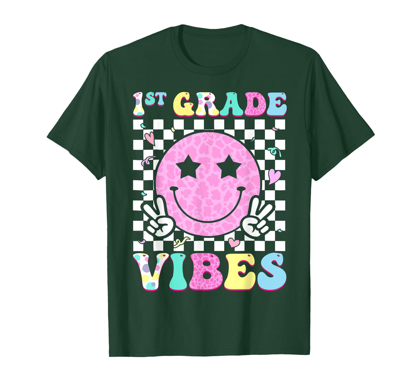 1st Grade Vibes Groovy Back to School First Grade Girls Kids T-Shirt