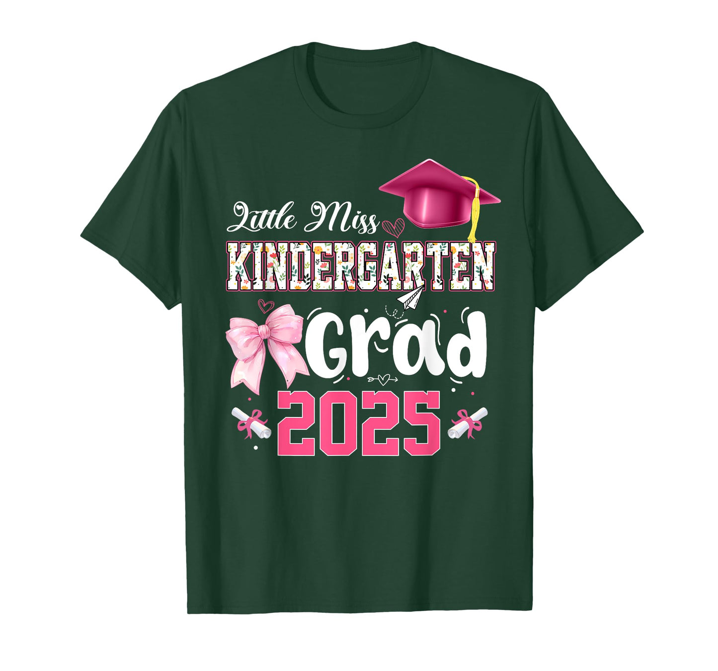 Little Miss Kindergarten Graduation Coquette Bow Graduate T-Shirt