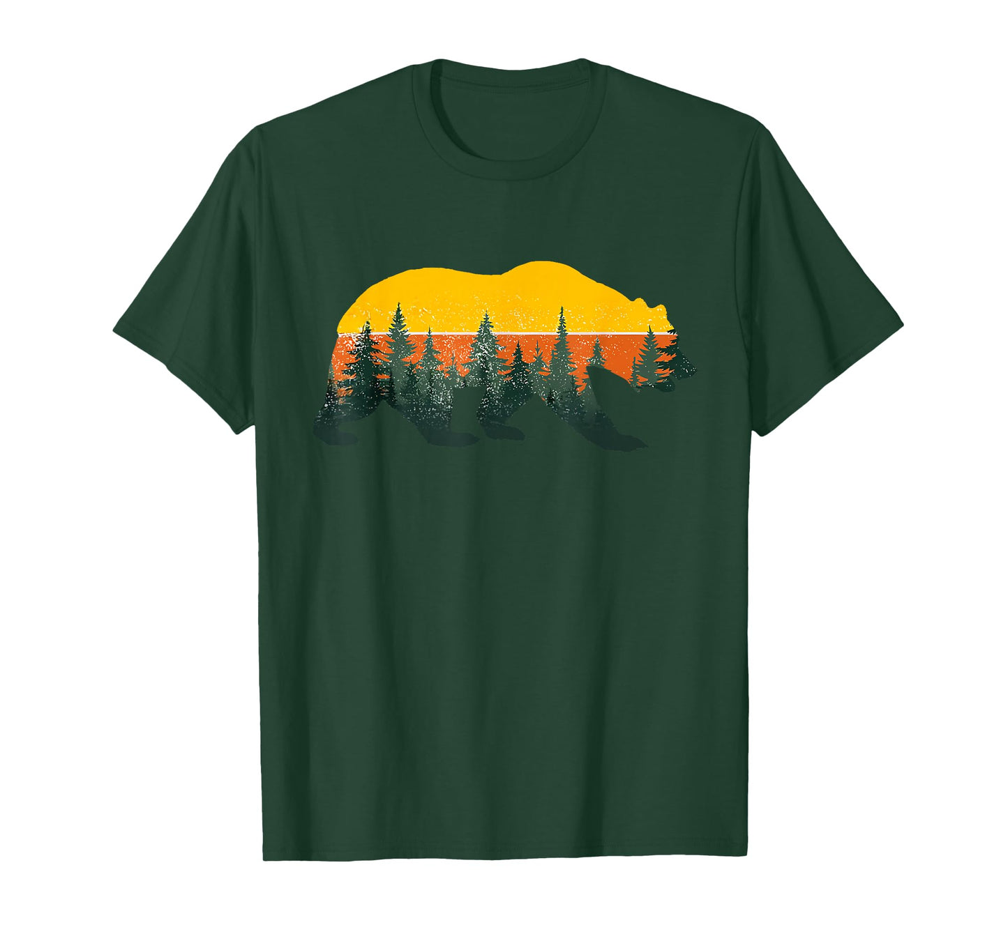 Retro Wilderness Bear Trees Reflection Outdoor Forest T-Shirt