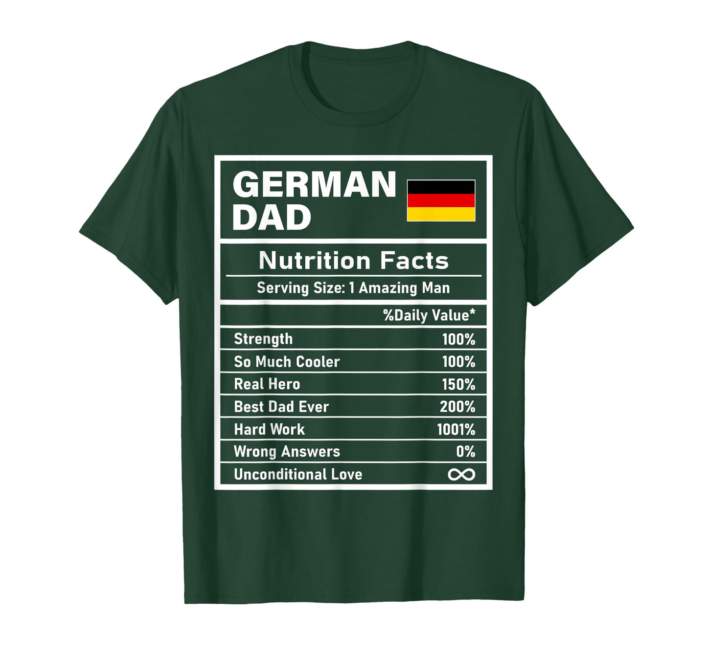 German Dad Nutrition Facts Father's Day National Heritage T-Shirt