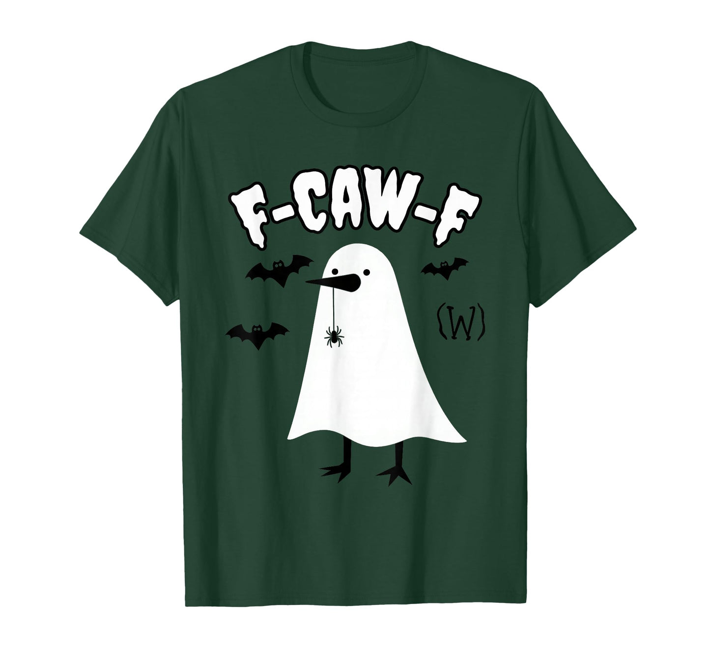 F-CAW-F Ghost Crow Halloween Gothic Adult Humor Funny Raven T-Shirt