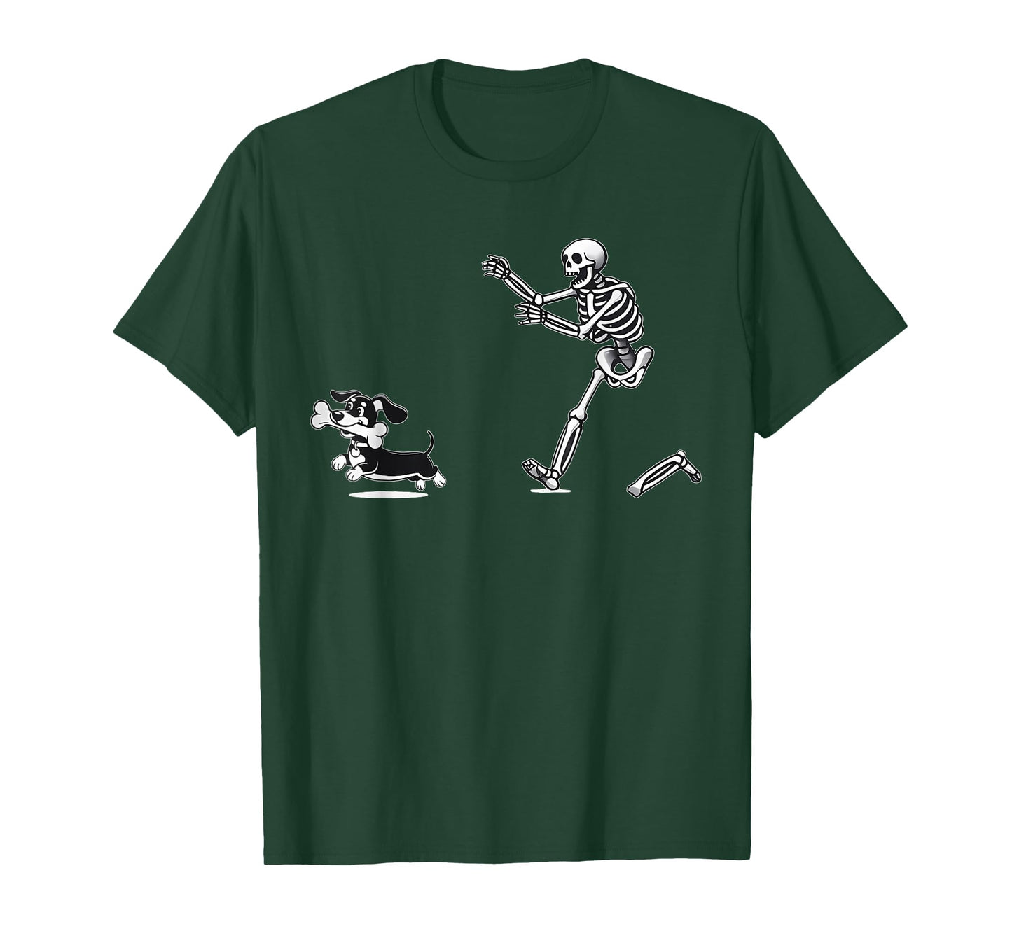 Skeleton Chasing Dachshund Halloween Dog Mom Animal Lover T-Shirt