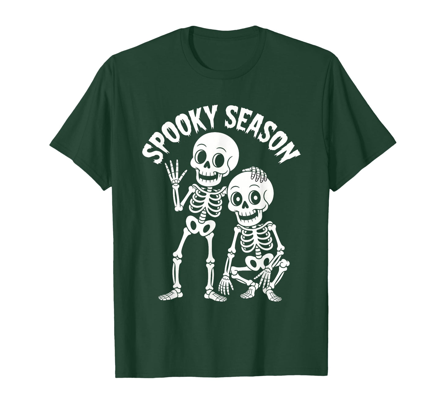 Cartoon Skeleton Couple Cute Spooky Season Bone Duo Art T-Shirt