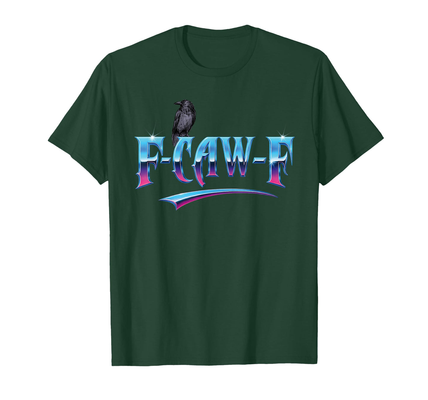 F-Caw-F Simple Letters Modern Black Crow Decorative F-Caw-F T-Shirt