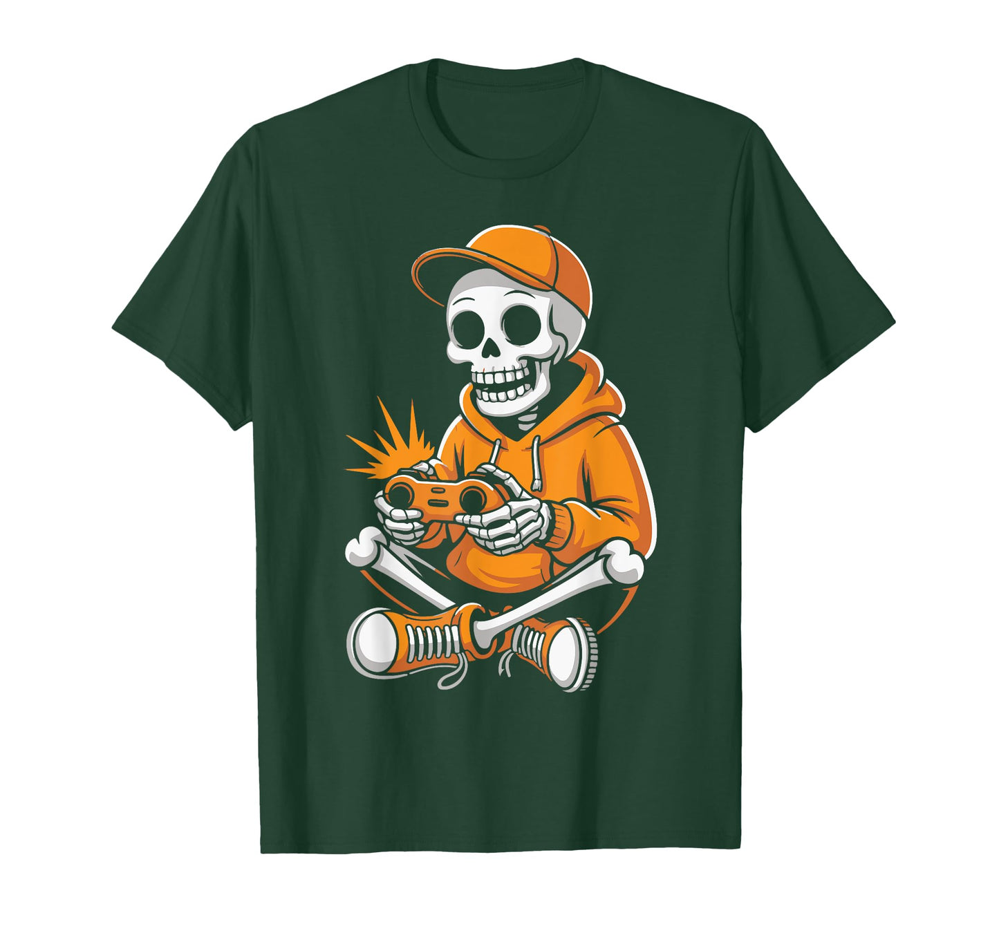 Bruh Halloween Skeleton Gamer Boys Kids Funny Video Gaming T-Shirt