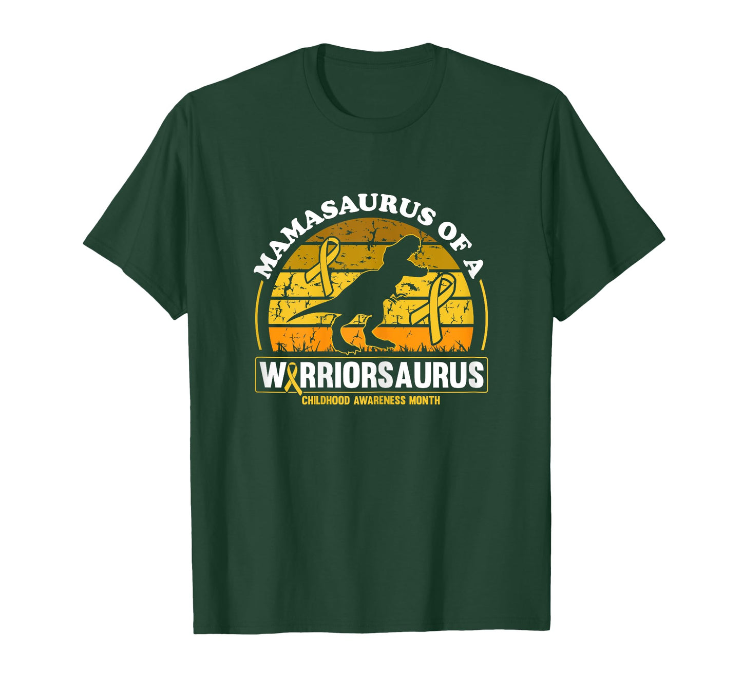 Mamasaurus Of A Warriorsaurus Childhood Cancer Awareness T-Shirt