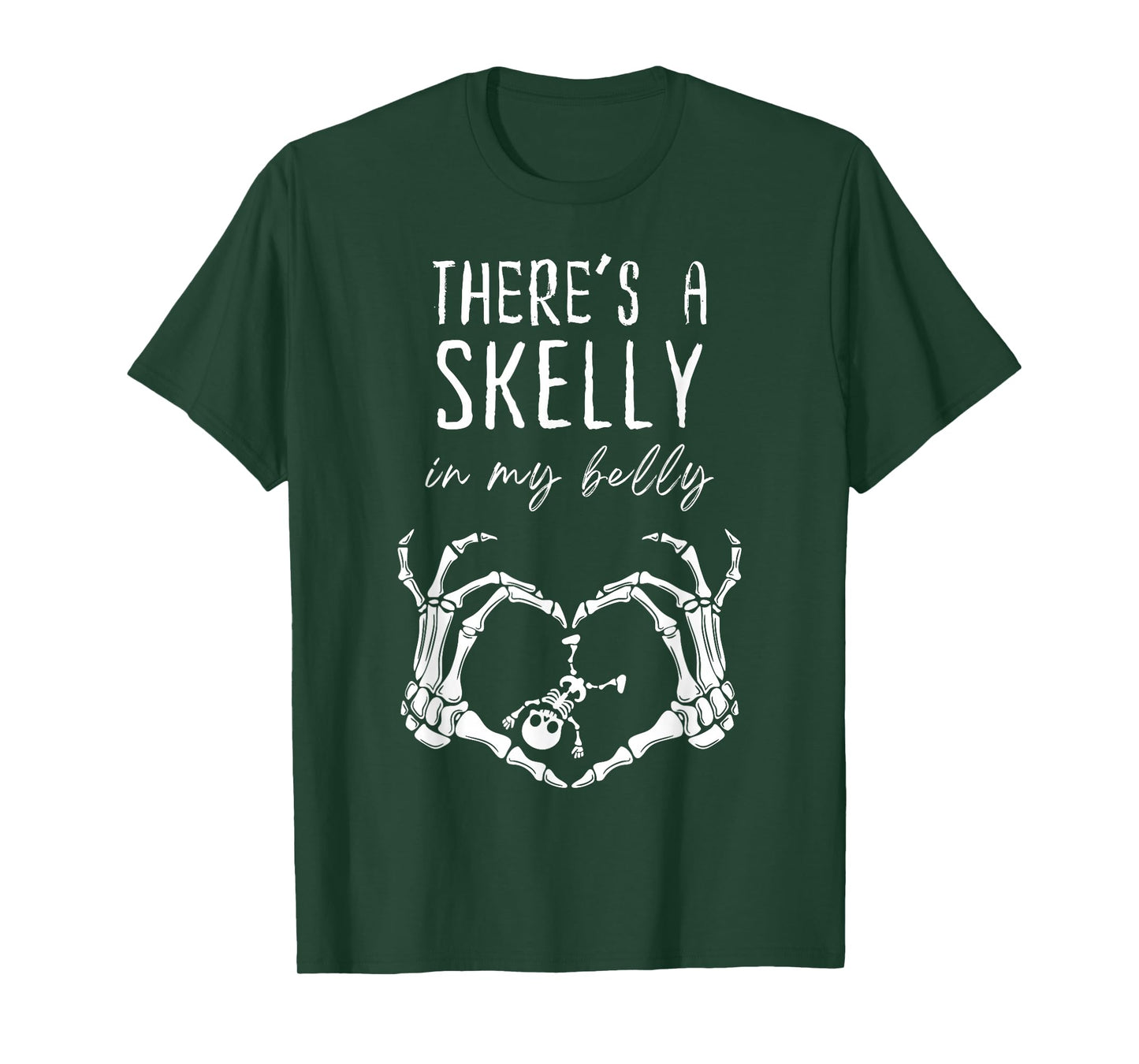 Funny Skeleton There's Skelly in My Belly Pregnant Halloween T-Shirt