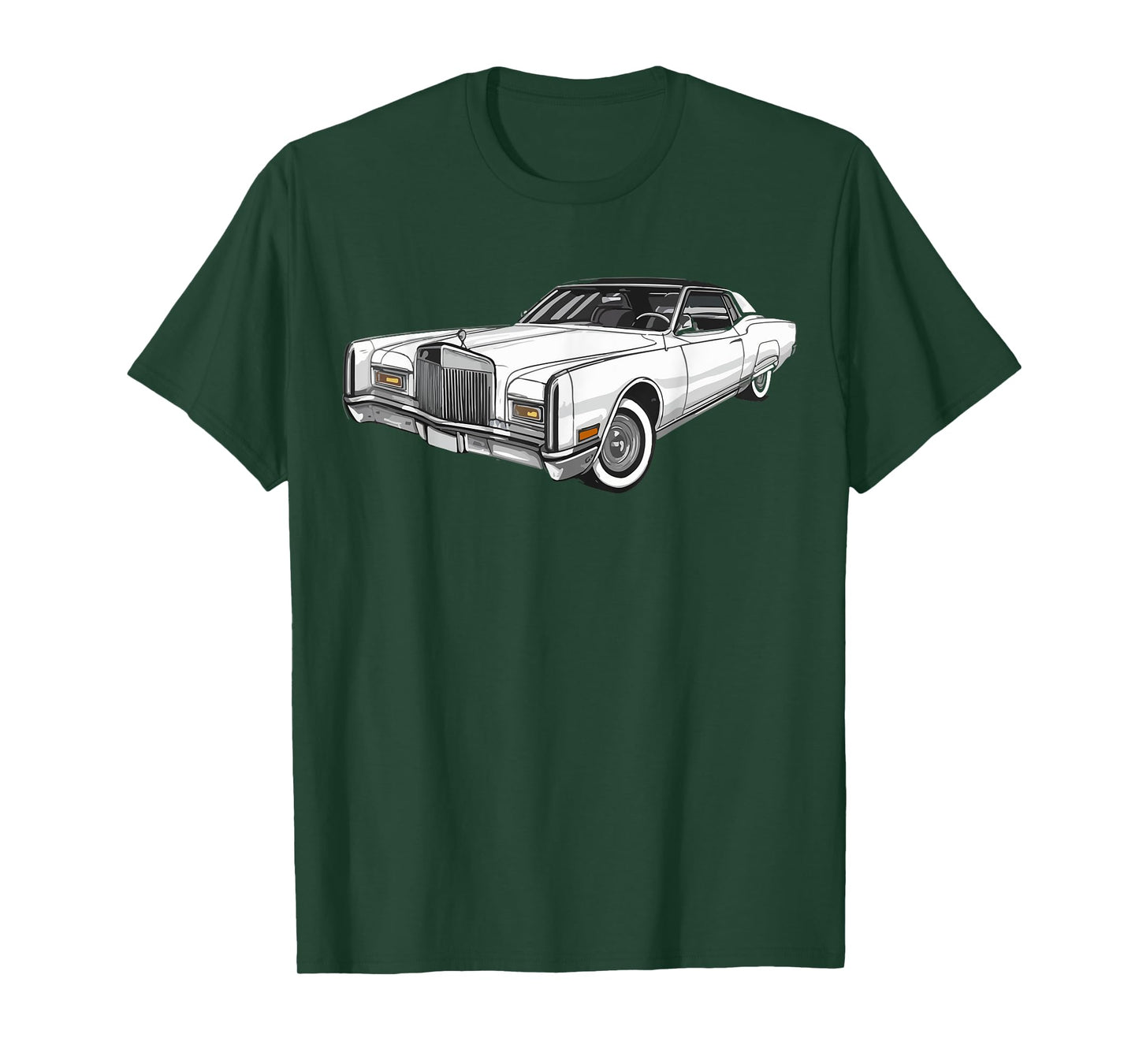 Classic Car 1967 vintage Lincoln Continental outline graphic (white) T-Shirt, Small, Black