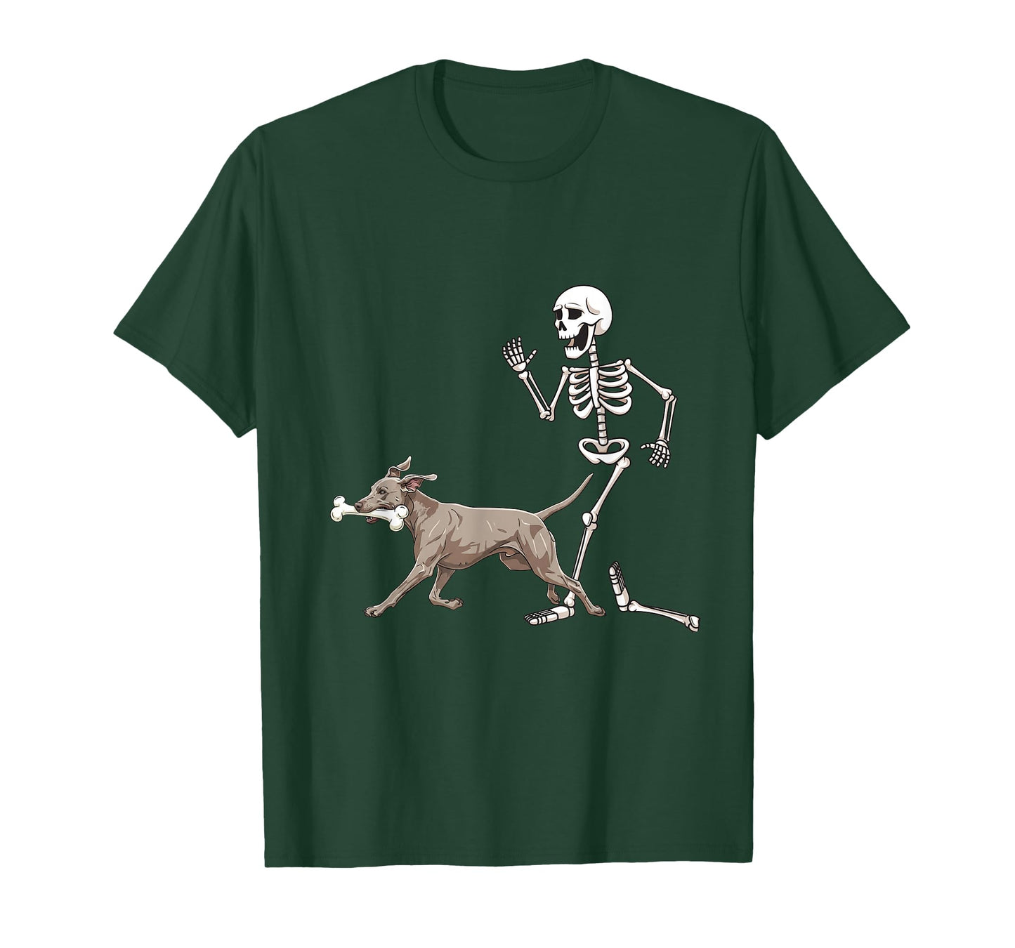 Funny Halloween Weimaraner and Skeleton T-Shirt