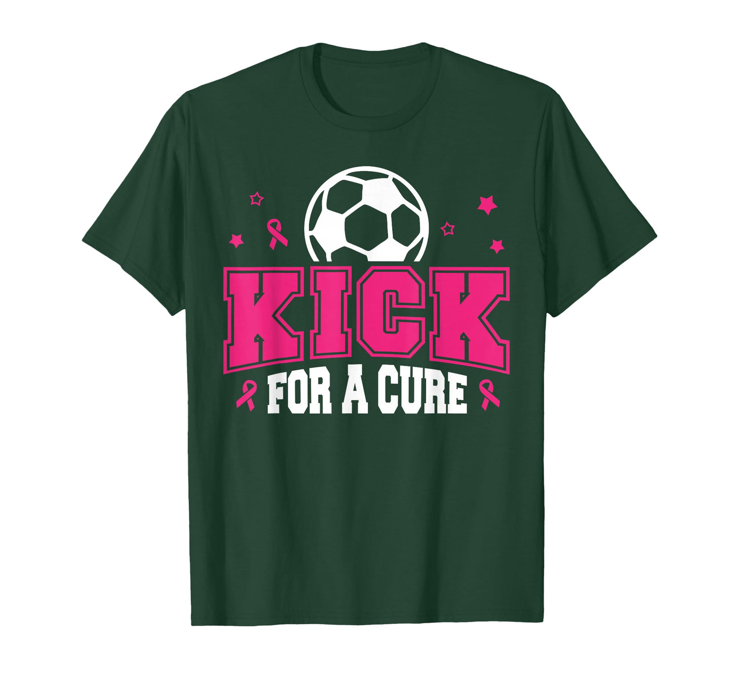 Kick for a Cure Soccer Breast Cancer Awareness Pink Ribbon T-Shirt