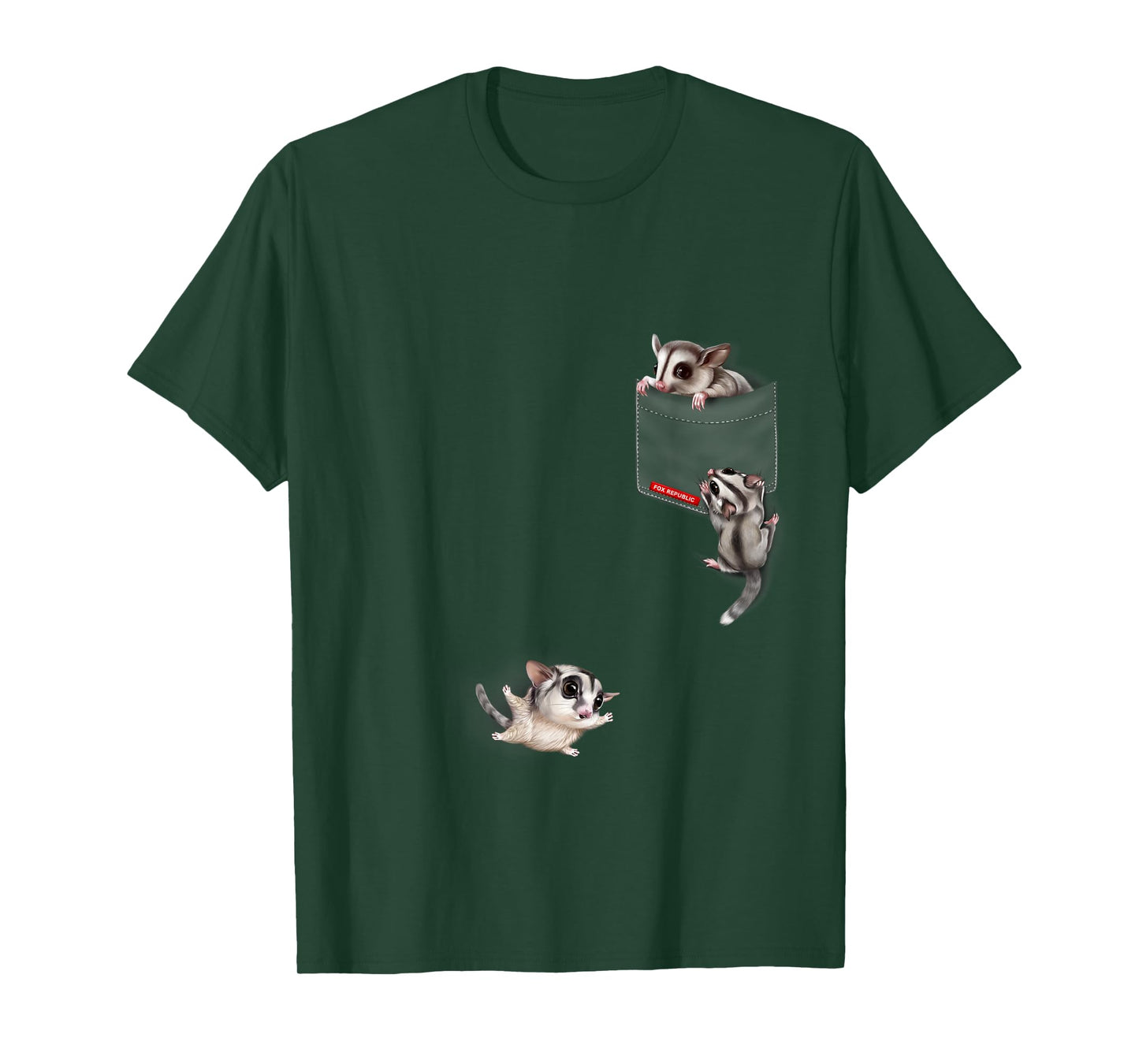 Happy Sugar Gliders Playing Around a Cute Pocket T-Shirt
