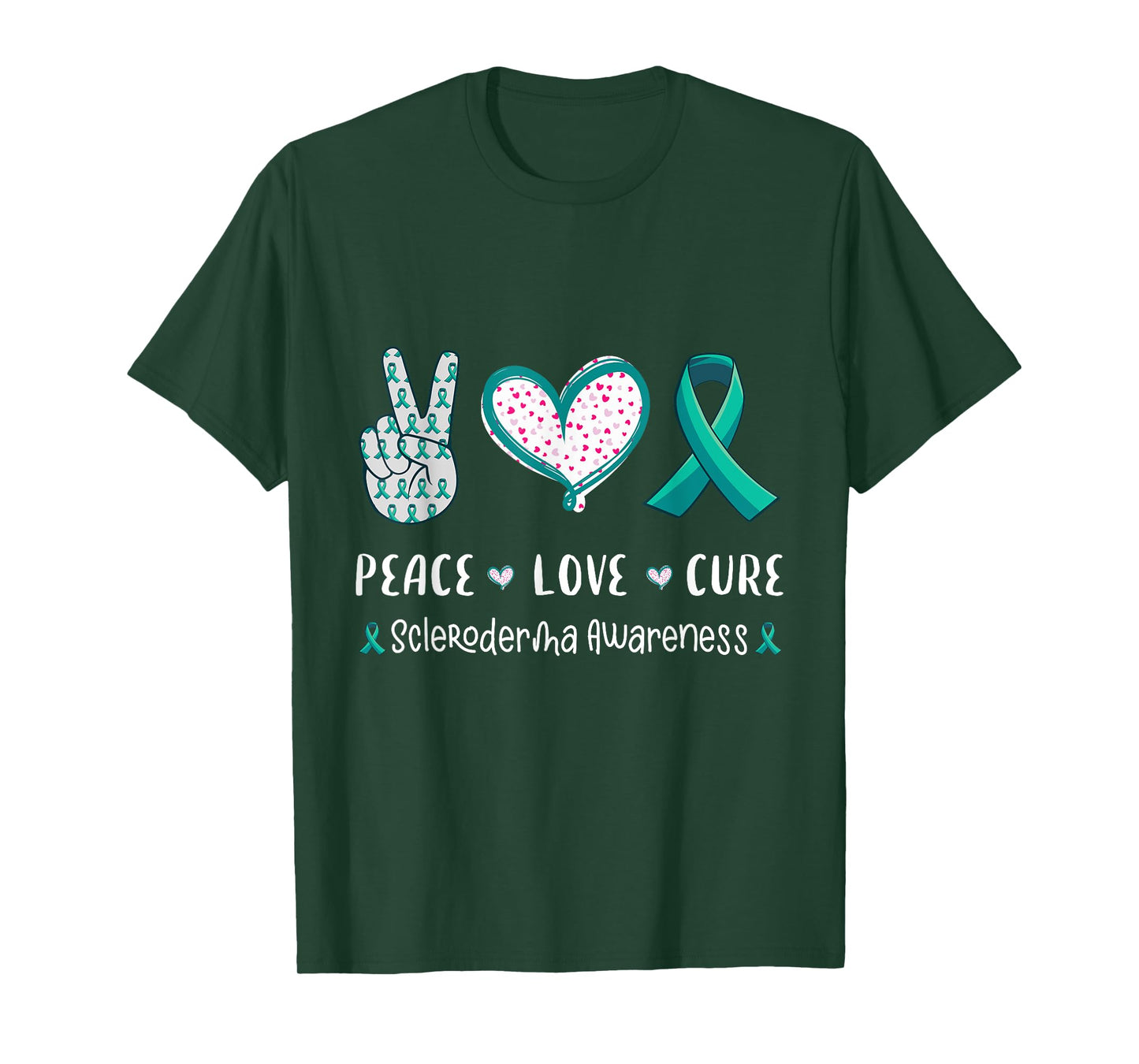 Peace Love Cure Scleroderma awareness men women kids crest T-Shirt