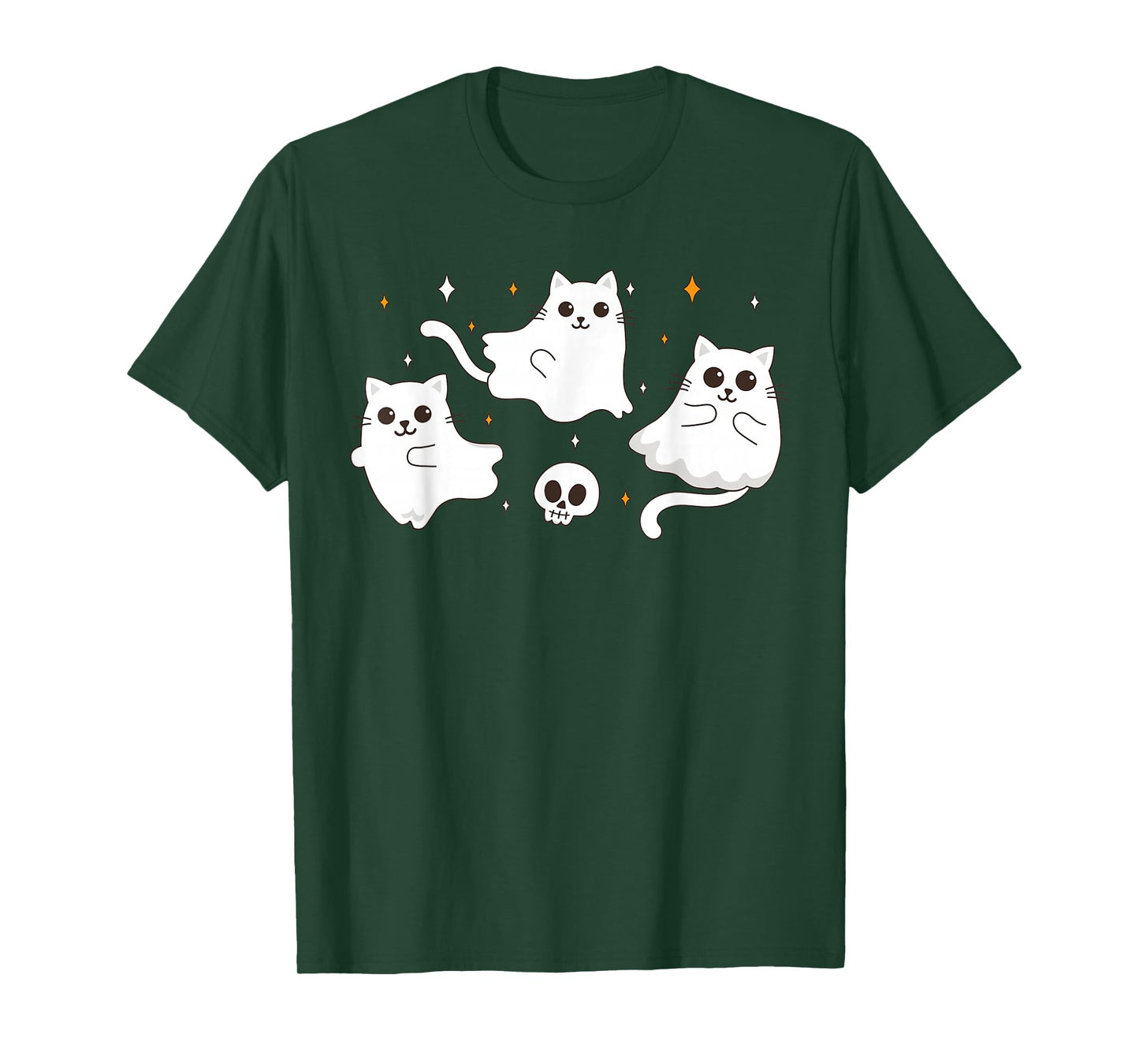 Spooky Cat Ghost Boo Halloween Girls Kids Women T-Shirt